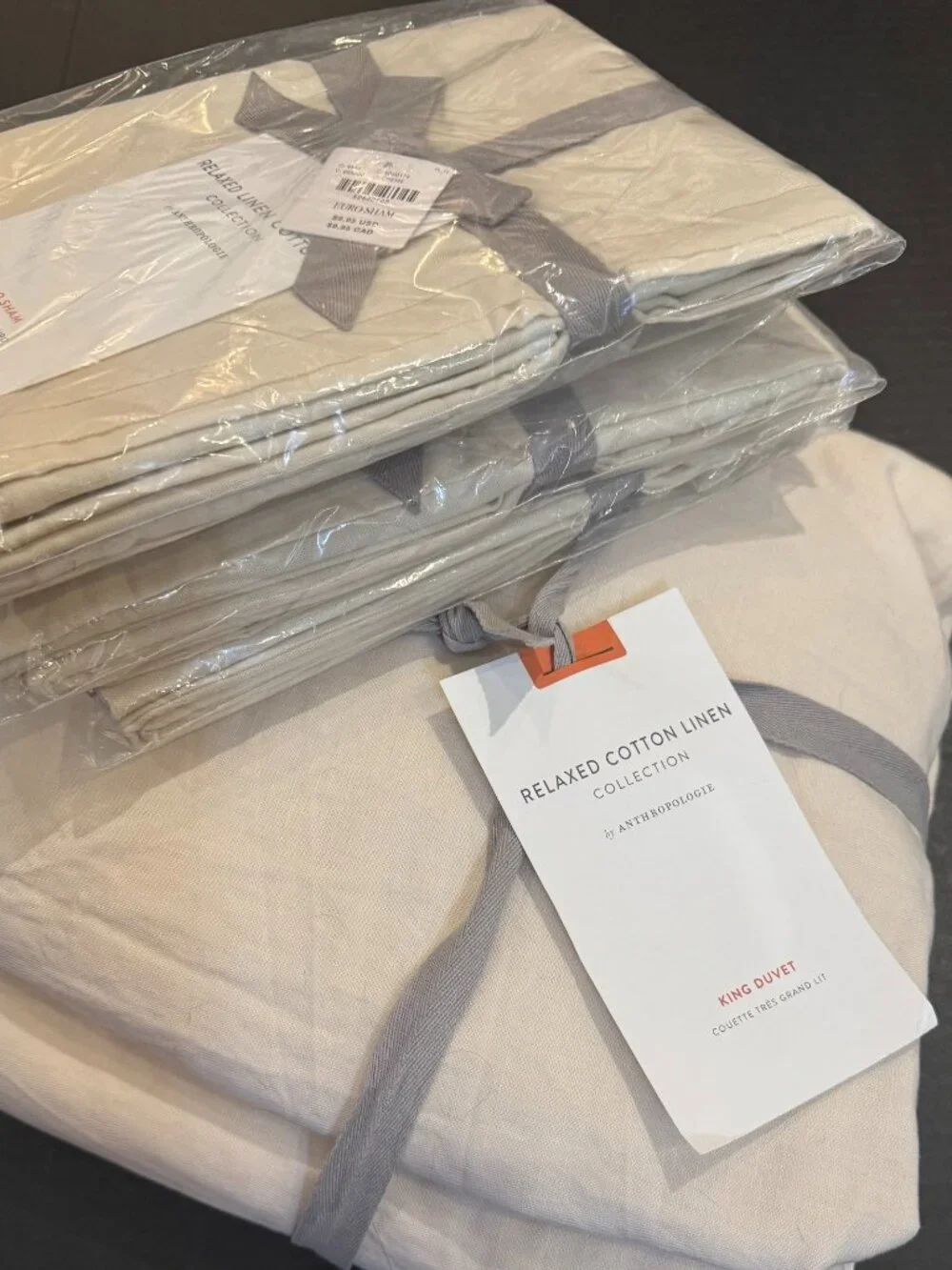 Anthropologie Relaxed Cotton Linen Collection — King Duvet + 3 Euro Shams (NWT)